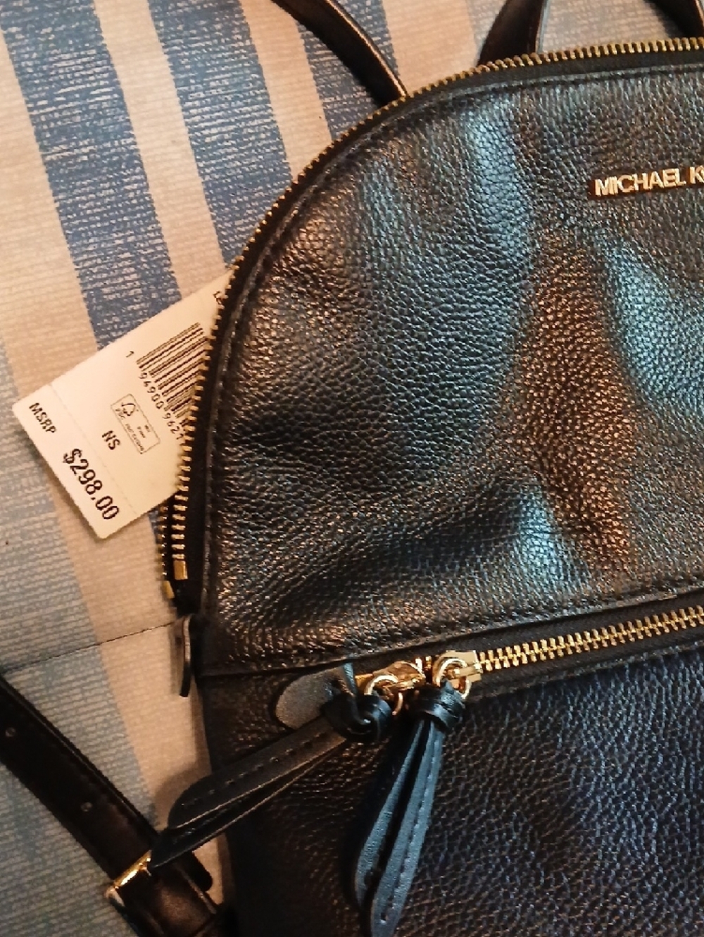 Michael Kors Black Pebbled Leather Backpack with Gold Hardware - Picture 2 of 4